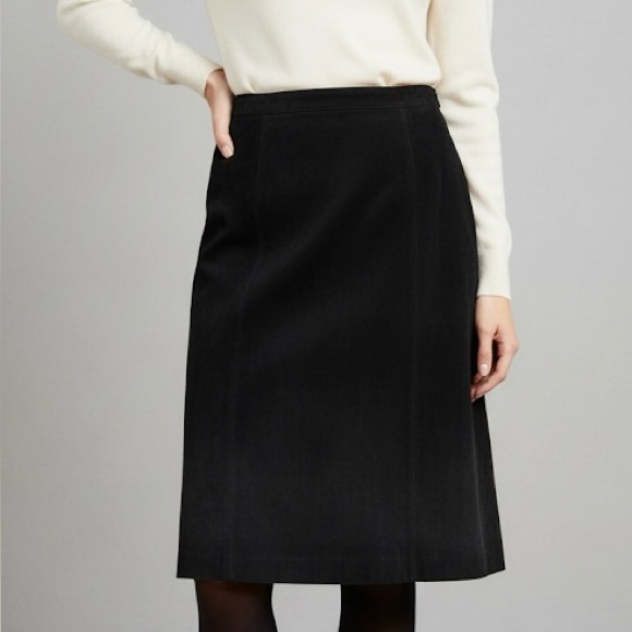 VINTAGE Bagatelle Black Leather Midi Skirt - Picture 1 of 6